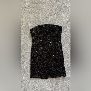 Fashion Nova Black Strapless Sequin Dress